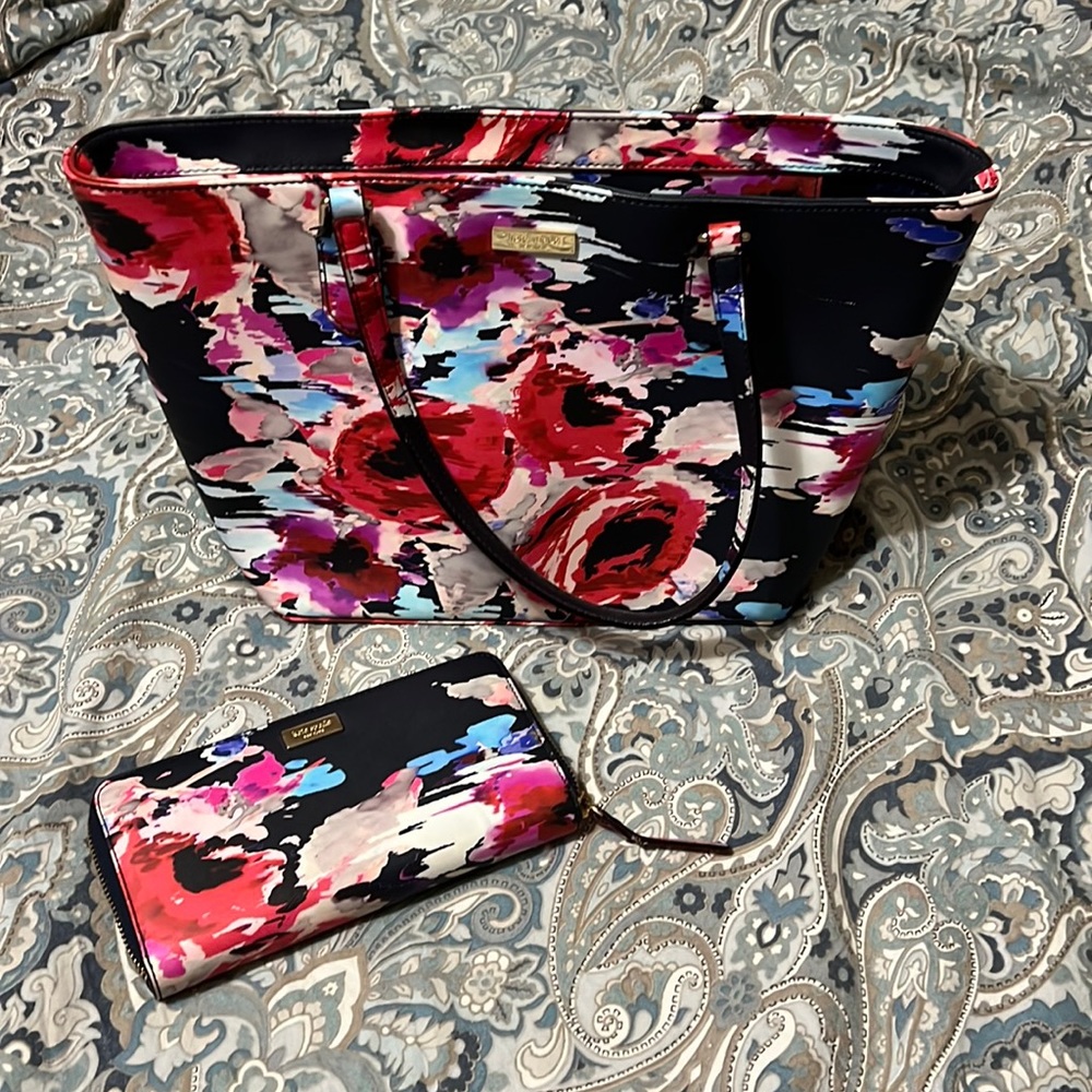 EEUC Kate Spade watercolor floral tote AND wallet